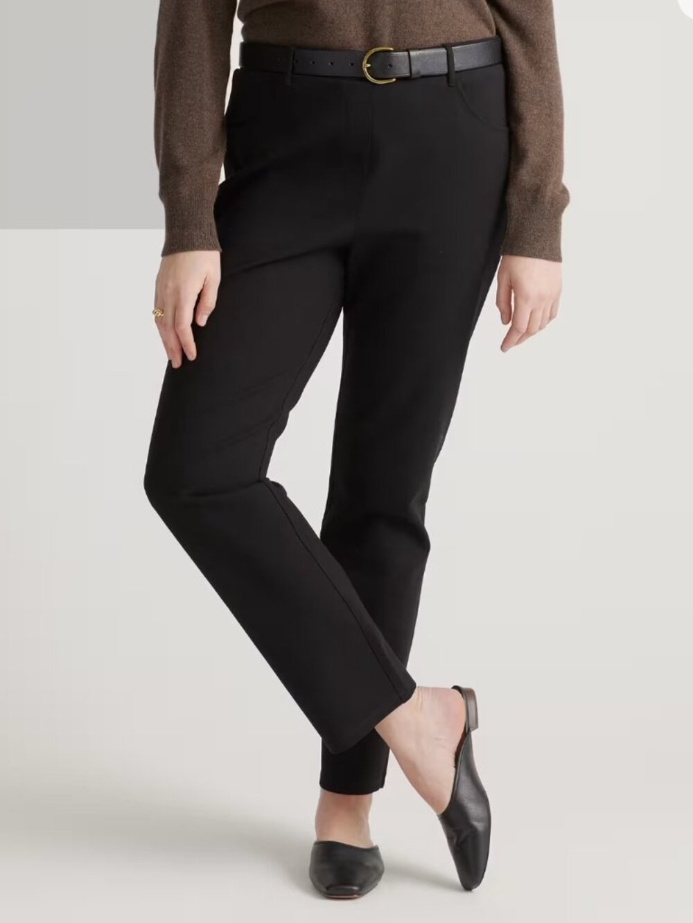 NWT Quince Ultra-Stretch Ponte Straight Leg 4-Pocket Pant - Black size XL